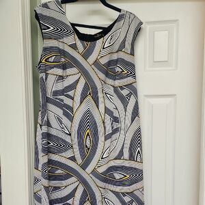 Sleeveless Blue And Yellow Patterned Dress